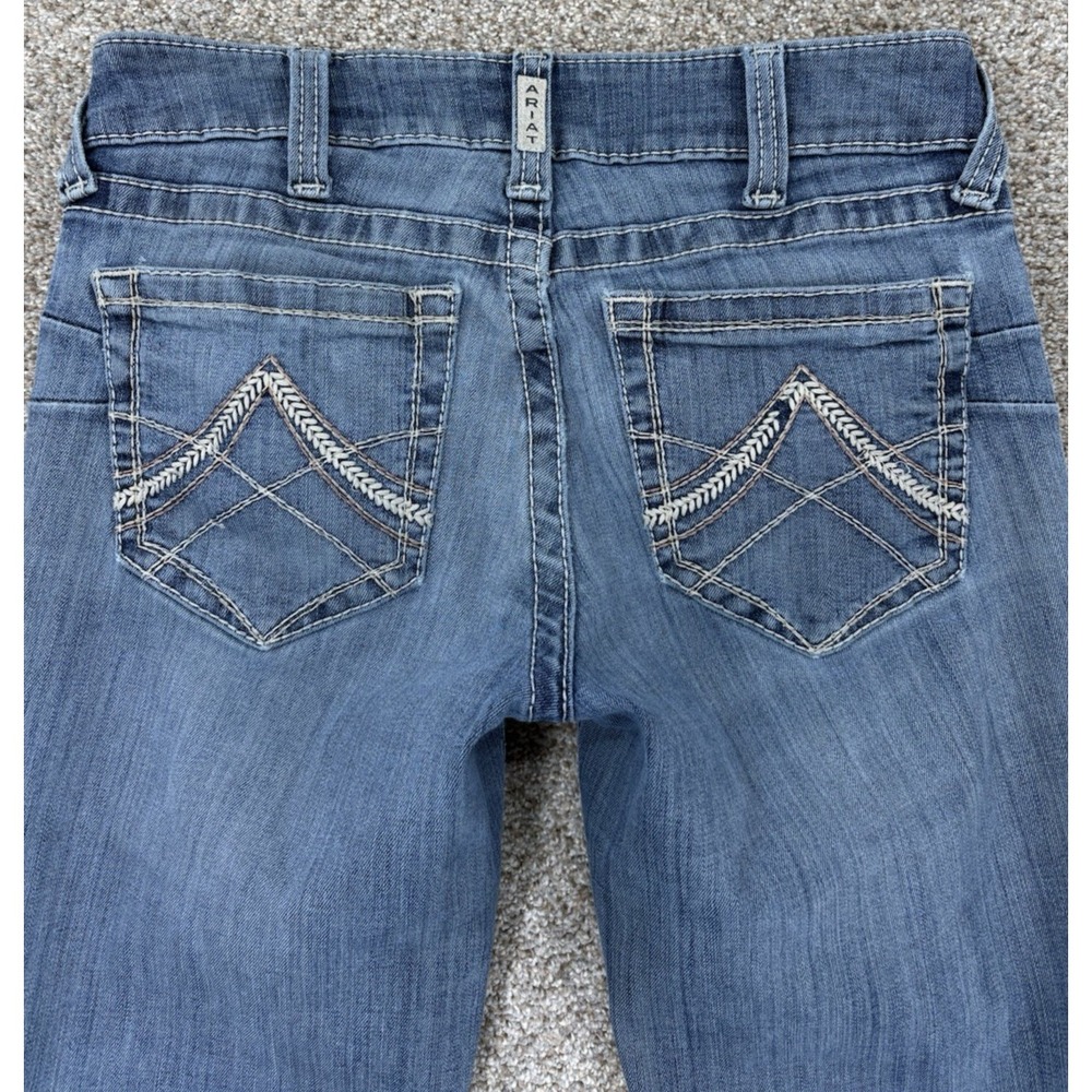 Ariat REAL Straight Leg Jeans Womens 27R Rainstorm Blue Stackable Faded Stretch - Picture 3 of 10